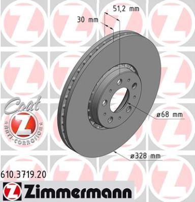 Zimmermann 610.3719.20 тормозной диск на VOLVO XC90 I