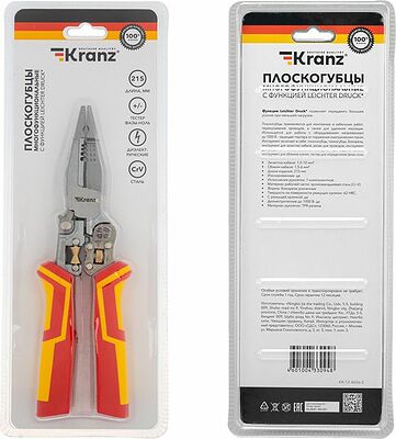 Kranz KR-12-4656-3 Плоскогубцы многофункциональные диэлектрические с тестером PRO 210мм KRANZ