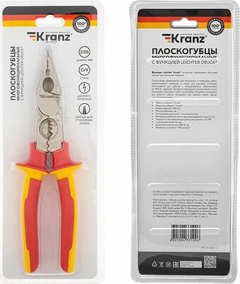 Kranz KR-12-4657-3 Плоскогубцы многофункциональные диэлектрические со съемником 238мм KRANZ