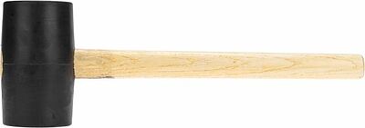 Kranz KR-12-8145 Киянка резиновая 910 г, черная резина, деревянная рукоятка KRANZ