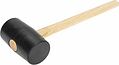 Kranz KR-12-8145 Киянка резиновая 910 г, черная резина, деревянная рукоятка KRANZ