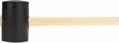 Kranz KR-12-8146 Киянка резиновая 1130 г, черная резина, деревянная рукоятка KRANZ