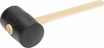 Kranz KR-12-8146 Киянка резиновая 1130 г, черная резина, деревянная рукоятка KRANZ