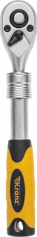 Kranz KR-12-8413 Ключ телескопический трещоточный 1/4, 162-210мм, CrV, двухкомпонентная рукоятка KRANZ