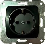 Kranz KR-78-0331 DEA Розетка 1-ая с/з с/у 16А мех. Черный Металлик KRANZ
