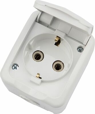 Kranz KR-78-0604 Розетка одноместная Mini OG IP54 с/з, о/у, белая KRANZ