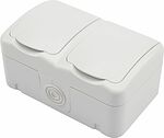 Kranz KR-78-0606 Блок горизонтальный 2 розетки Mini OG IP54 с/з, о/у, белый KRANZ