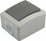 Kranz KR-78-0609 Выключатель двухклавишный INDUSTRIAL IP54 о/у, серый KRANZ