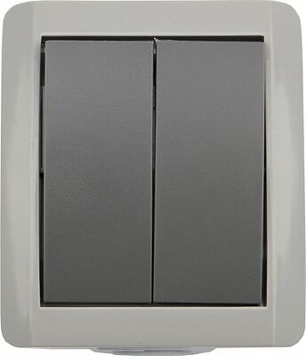Kranz KR-78-0609 Выключатель двухклавишный INDUSTRIAL IP54 о/у, серый KRANZ