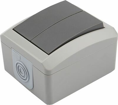 Kranz KR-78-0609 Выключатель двухклавишный INDUSTRIAL IP54 о/у, серый KRANZ