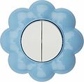 Kranz KR-78-0627 Выключатель двухклавишный HAPPY Цветок с/у, белый/голубой KRANZ