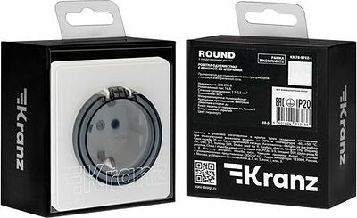 Kranz KR-78-0702-1 Розетка ROUND 1-ая с/з с/у, со шторками и крышкой 16А перламутр KRANZ