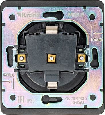 Kranz KR-78-0702-3 Розетка ROUND 1-ая с/з с/у, со шторками и крышкой 16А оникс KRANZ