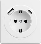 Kranz KR-78-0704-1 Розетка ROUND 1-ая с/з с/у з/ш 16А с USB A+C быстрой зарядки 5В/3А перламутр KRANZ
