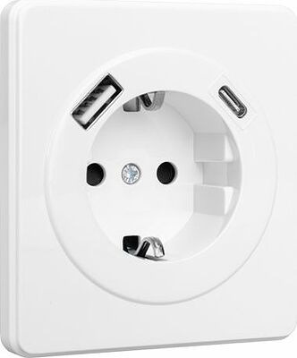 Kranz KR-78-0704-1 Розетка ROUND 1-ая с/з с/у з/ш 16А с USB A+C быстрой зарядки 5В/3А перламутр KRANZ