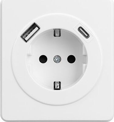 Kranz KR-78-0704-1 Розетка ROUND 1-ая с/з с/у з/ш 16А с USB A+C быстрой зарядки 5В/3А перламутр KRANZ