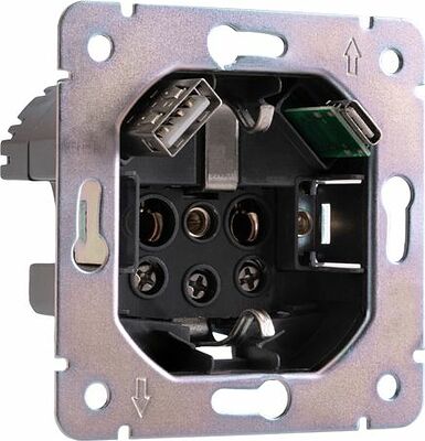 Kranz KR-78-0704-1 Розетка ROUND 1-ая с/з с/у з/ш 16А с USB A+C быстрой зарядки 5В/3А перламутр KRANZ
