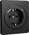 Kranz KR-78-0704-3 Розетка ROUND 1-ая с/з с/у з/ш 16А с USB A+C быстрой зарядки 5В/3А оникс KRANZ Kranz KR-78-0704-3 Розетка ROUND 1-ая с/з с/у з/ш 16А с USB A+C быстрой зарядки 5В/3А оникс KRANZ