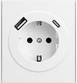 Kranz KR-78-0704-4 Розетка STRONG 1-ая с/з с/у з/ш 16А с USB A+C быстрой зарядки 5В/3А жемчуг KRANZ