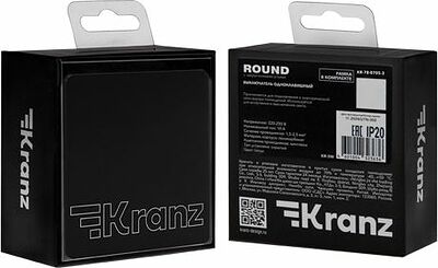 Kranz KR-78-0705-3 Выключатель ROUND 1 кл 10А с/у оникс KRANZ