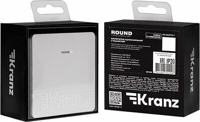Kranz KR-78-0718-1 Выключатель ROUND 1 кл перекрестный (переключатель) с подсветкой 10А с/у перламутр KRANZ