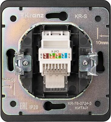 Kranz KR-78-0724-3 Розетка ROUND компьютерная RJ45 кат6 с/у оникс KRANZ