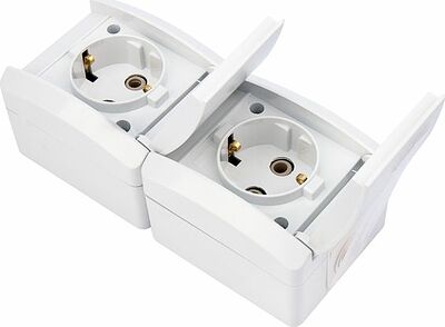 Kranz KR-78-0801 Блок вертикальный 2 розетки (керамика) INDUSTRIAL IP54 с/з, о/у, белый KRANZ