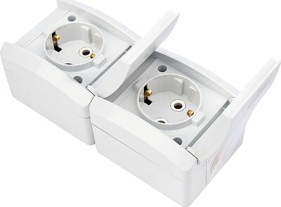 Kranz KR-78-0802 Блок вертикальный 2 розетки INDUSTRIAL IP54 с/з, о/у, белый KRANZ