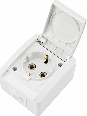 Kranz KR-78-0814 Розетка одноместная (керамика) INDUSTRIAL IP54 с/з, о/у, белая KRANZ