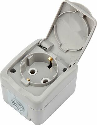 Kranz KR-78-0817 Розетка одноместная Mini OG IP54 с/з, о/у, серая KRANZ