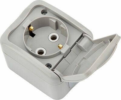 Kranz KR-78-0817 Розетка одноместная Mini OG IP54 с/з, о/у, серая KRANZ