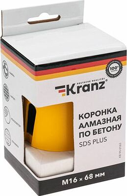 Kranz KR-90-0163 Коронка алмазная по бетону 68мм, L=90мм, М16, сегмент, SDS PLUS KRANZ