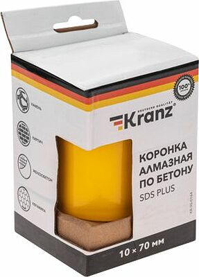 Kranz KR-90-0164 Коронка алмазная по бетону 70мм, L=90мм, М16, сегмент, SDS PLUS KRANZ