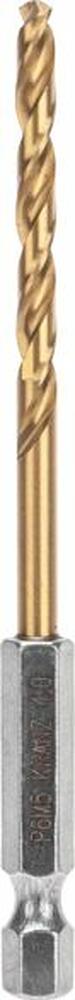 Kranz KR-91-5503 Сверло по металлу, 4мм, Р6М5, ТИТАН, шестигранный хвостовик (1 шт. в упаковке) DIN 338 KRANZ