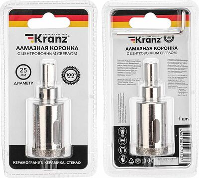 Kranz KR-92-0008 Коронка алмазная 25мм по керамограниту с центровочным сверлом KRANZ