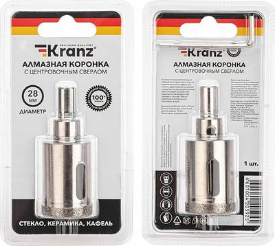 Kranz KR-92-0009 Коронка алмазная 28мм по керамограниту с центровочным сверлом KRANZ