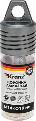 Kranz KR-92-1003 Коронка алмазная профессиональная по керамограниту и железобетону М14, вакуумное спекание, 10мм, для УШМ KRANZ