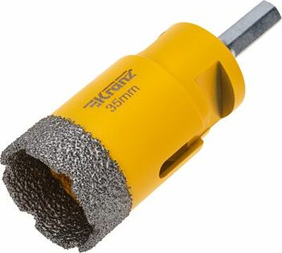 Kranz KR-92-1017 Коронка алмазная профессиональная по керамограниту и железобетону М14, вакуумное спекание, 35мм, для УШМ KRANZ