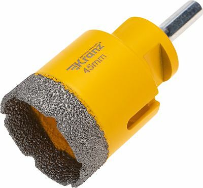 Kranz KR-92-1020 Коронка алмазная профессиональная по керамограниту и железобетону М14, вакуумное спекание, 45мм, для УШМ KRANZ