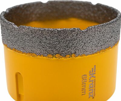 Kranz KR-92-1025 Коронка алмазная профессиональная по керамограниту и железобетону М14, вакуумное спекание, 68мм, для УШМ KRANZ
