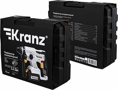 Kranz KR-PT-120 Перфоратор аккумуляторный, SDS-plus, 2,2Дж, 1х4Ач, в кейсе KRANZ