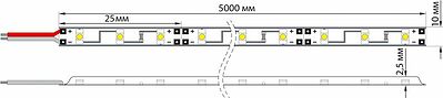 LAMPER 141-395 Лента светодиодная 12В, SMD2835, 9,6 Вт/м, 120 LED/м, 6500K, 8мм, 5м, IP20 LAMPER