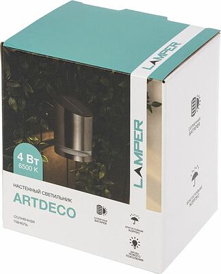 LAMPER 602-258 Светильник настенный 6500К, с солнечной панелью и аккумулятором LAMPER