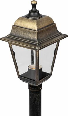 LAMPER 602-300 Светильник садово-парковый НТУ 04-60-002 У1 quot;Оскар 4 quot;, столб, черный под бронзу, стекло прозрачное, четырехгранный, под лампу Е27 LAMPER