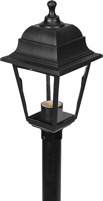 LAMPER 602-301 Светильник садово-парковый НТУ 04-60-002 У1 quot;Оскар 4 quot;, столб, черный, стекло прозрачное, четырехгранный, под лампу Е27 LAMPER