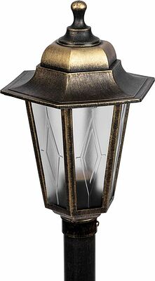 LAMPER 602-302 Светильник садово-парковый НТУ 06-60-002 У1 quot;Оскар 3 quot;, столб, черный под бронзу, пластик (рельеф ромб), шестигранный, под лампу Е27 LAMPER