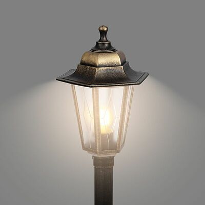 LAMPER 602-302 Светильник садово-парковый НТУ 06-60-002 У1 quot;Оскар 3 quot;, столб, черный под бронзу, пластик (рельеф ромб), шестигранный, под лампу Е27 LAMPER