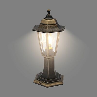 LAMPER 602-304 Светильник садово-парковый НТУ 06-60-001 У1 quot;Оскар 1 quot;, столб малый, черный под бронзу, стекло прозрачное, шестигранный, под лампу Е27 LAMPER