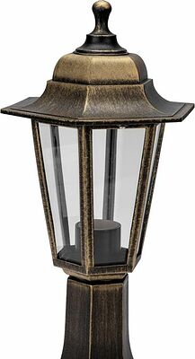 LAMPER 602-304 Светильник садово-парковый НТУ 06-60-001 У1 quot;Оскар 1 quot;, столб малый, черный под бронзу, стекло прозрачное, шестигранный, под лампу Е27 LAMPER