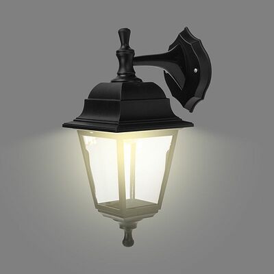 LAMPER 602-305 Светильник садово-парковый НБУ 04-60-001 У1 quot;Леда quot;, настенный, черный, стекло прозрачное, четырехгранный, под лампу Е27 LAMPER
